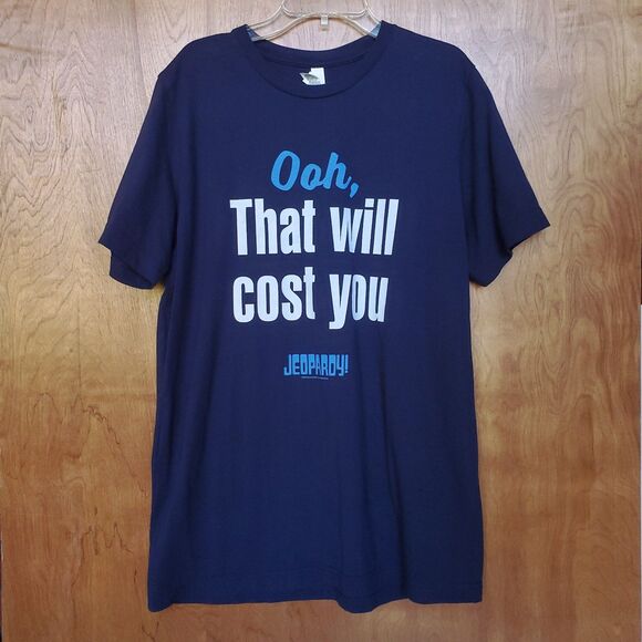 Jeopardy Game Show T Shirt Mens L Ooh That Will Cost You Blue Alex Trebek Gift - Picture 2 of 9